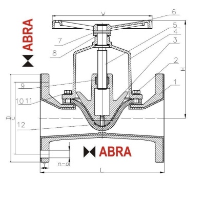 Диафрагменный (мембранный) вентиль ABRA-M8(X)FB GGG50. DN50-200 В Москве