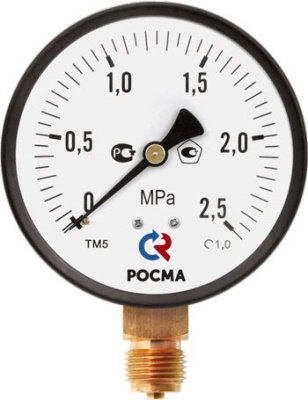 Манометр, тип ТМ серия 10, исполнение стандартное, подключение снизу, Росма В Москве